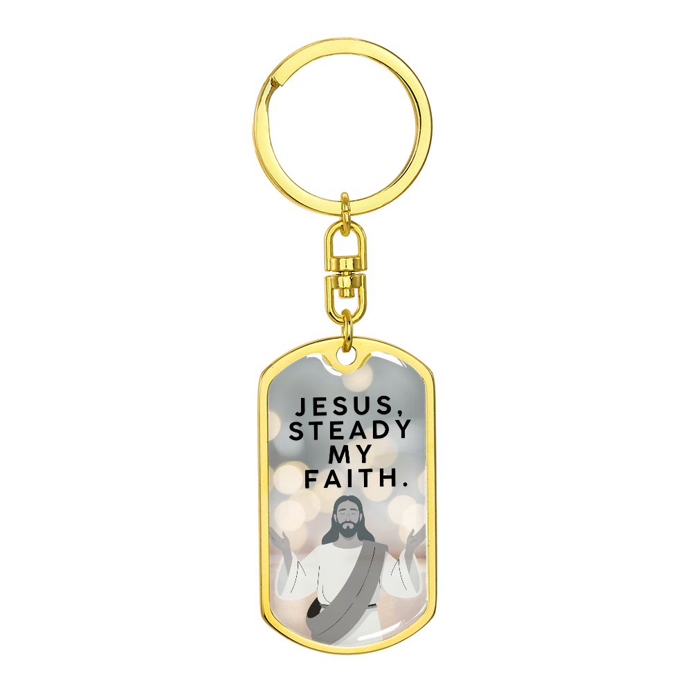 Engravable Christian dog tag keychain