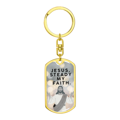 Engravable Christian dog tag keychain