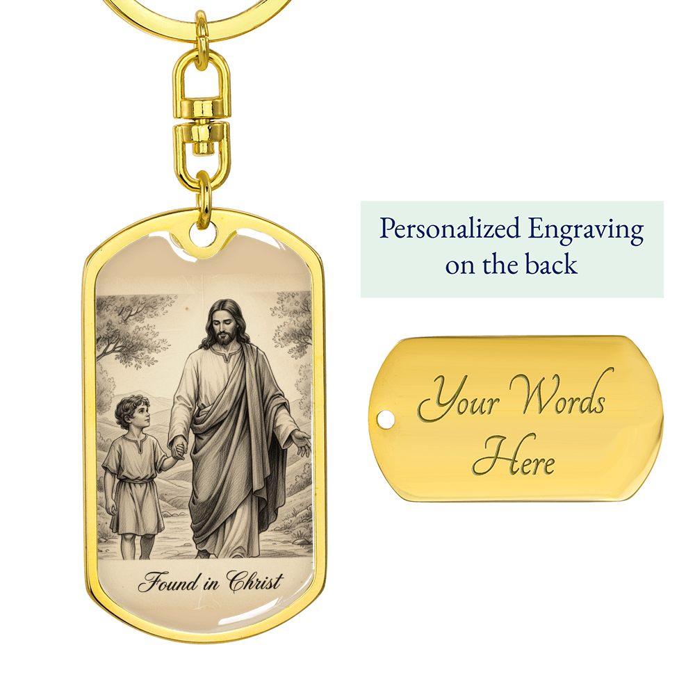 Premium “Found in Christ” Engraved Keychain – Christian Gift for Men, Women & Kids | Inspirational Faith Keychain | 18k Gold Finish