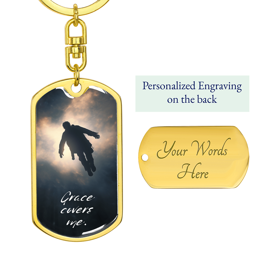 Grace Covers Me: Dog Tag Keychain – A Daily Reminder of Redemption