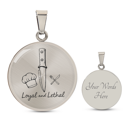 Loyal & Lethal Knife Circle Necklace – Minimalist Culinary Pendant Gift for Foodies & Chefs