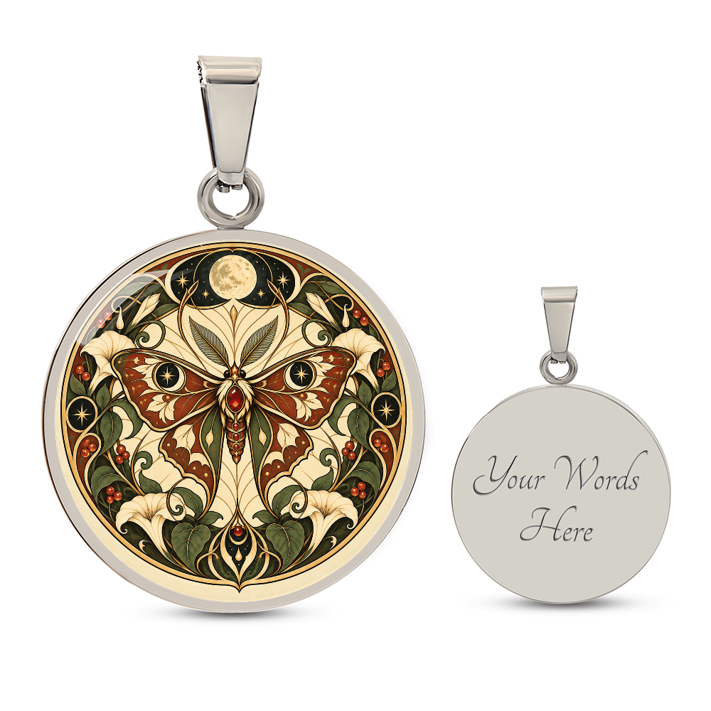 Moonlit Moth Necklace | Art Nouveau Celestial Pendant