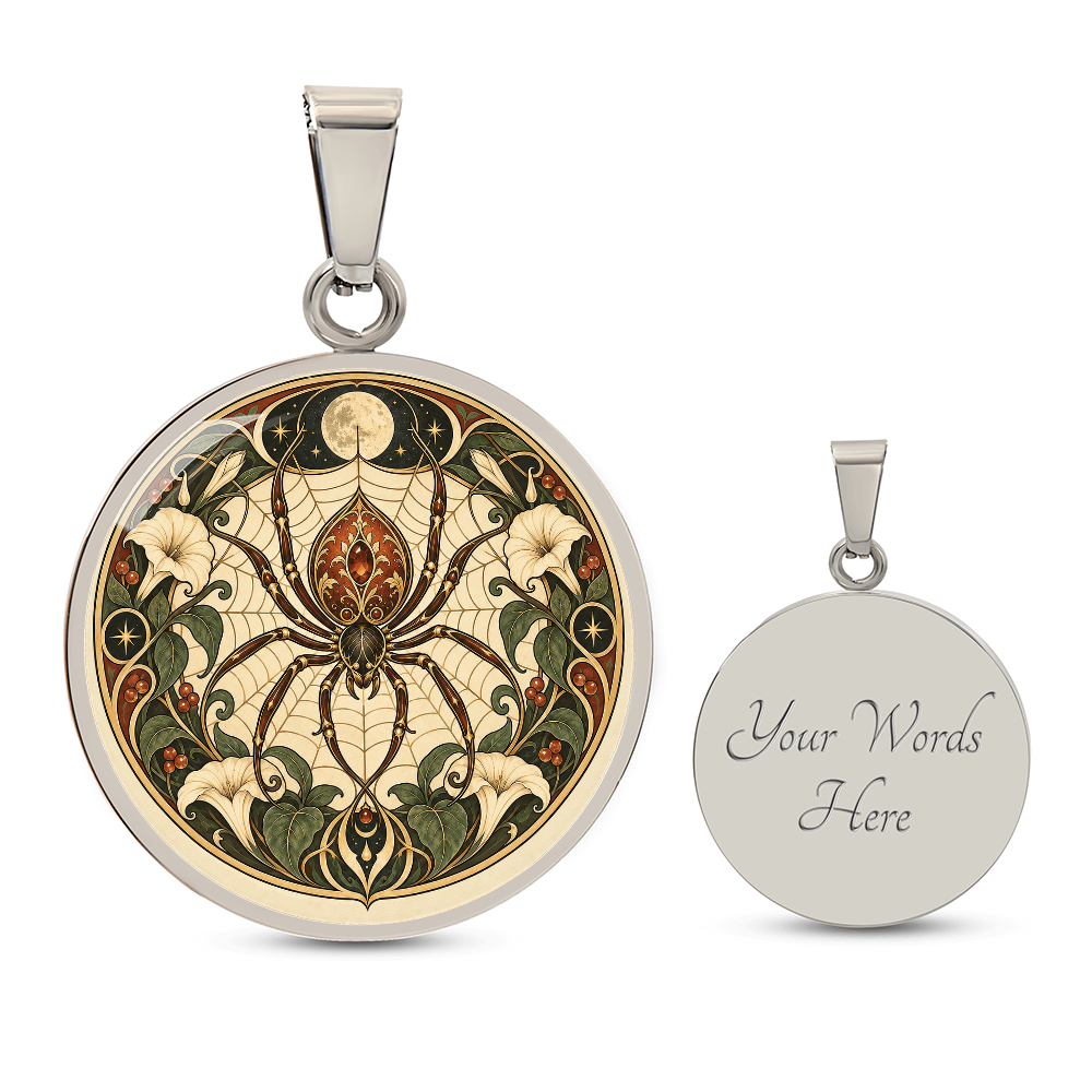 Moonlit Spider Necklace | Art Nouveau Celestial Pendant