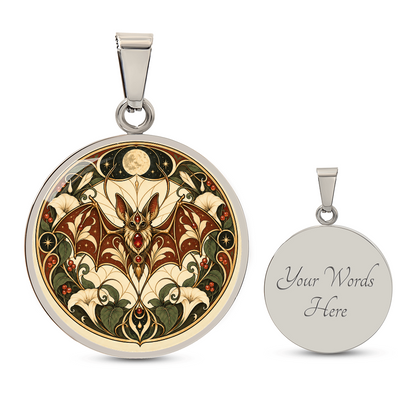 Moonlit Bat Necklace | Art Nouveau Celestial Pendant