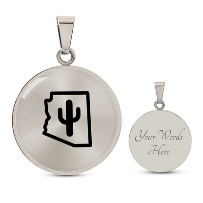 Arizona Cactus Necklace – Minimalist Arizona State Pendant Gift for Desert & Southwest Lovers