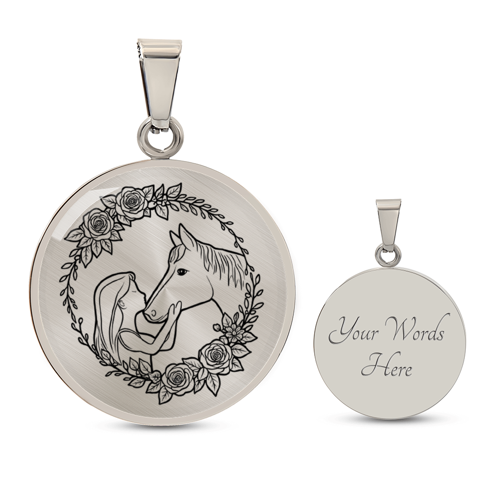 Girl and horse heart necklace presented in gift box ready for gifting