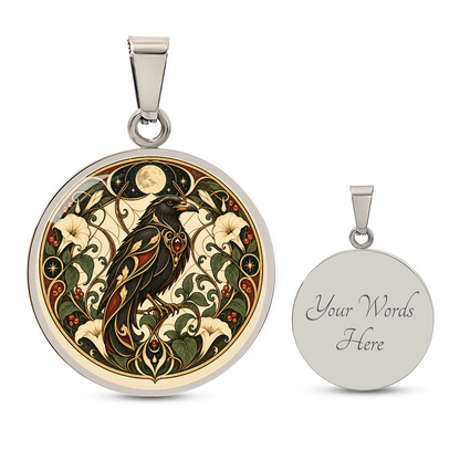 Moonlit Raven Necklace | Art Nouveau Celestial Pendant