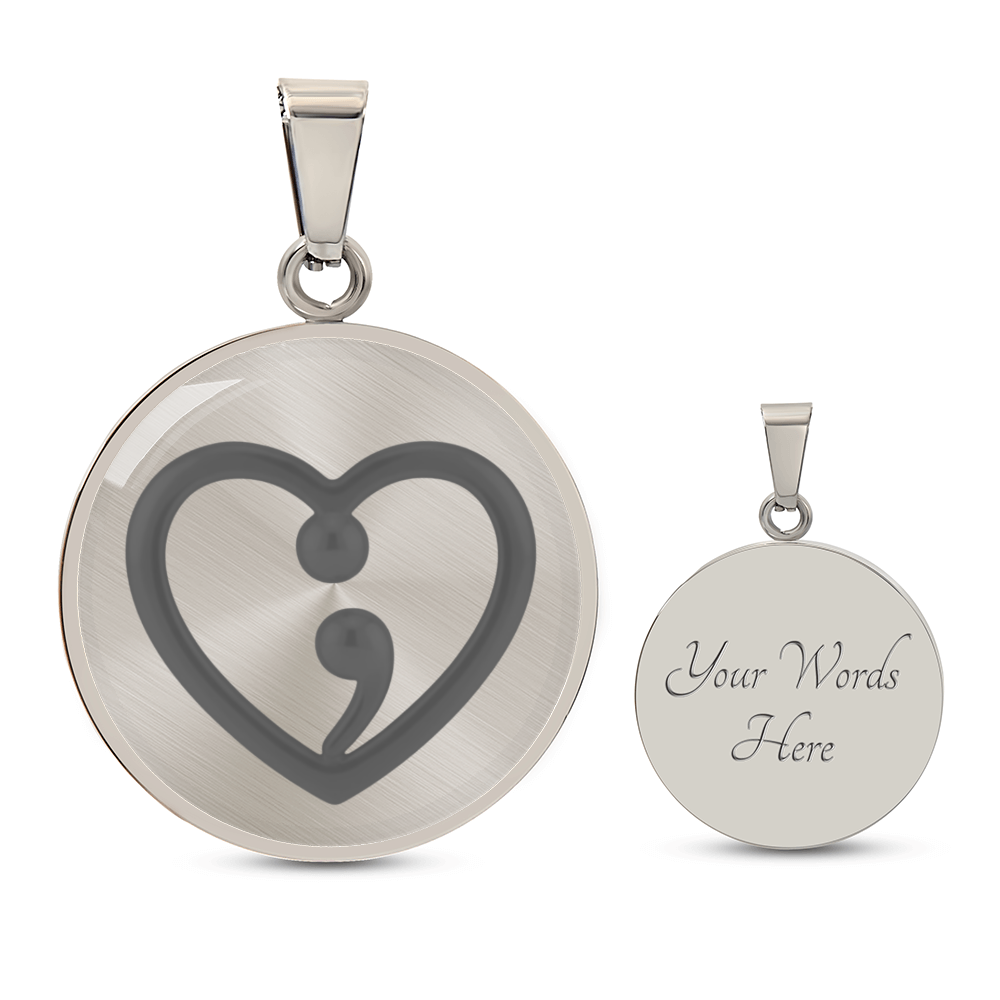 Semicolon Heart Necklace – Mental Health Awareness Jewelry | “Her Story Isn't Over Yet” Inspirational Gift