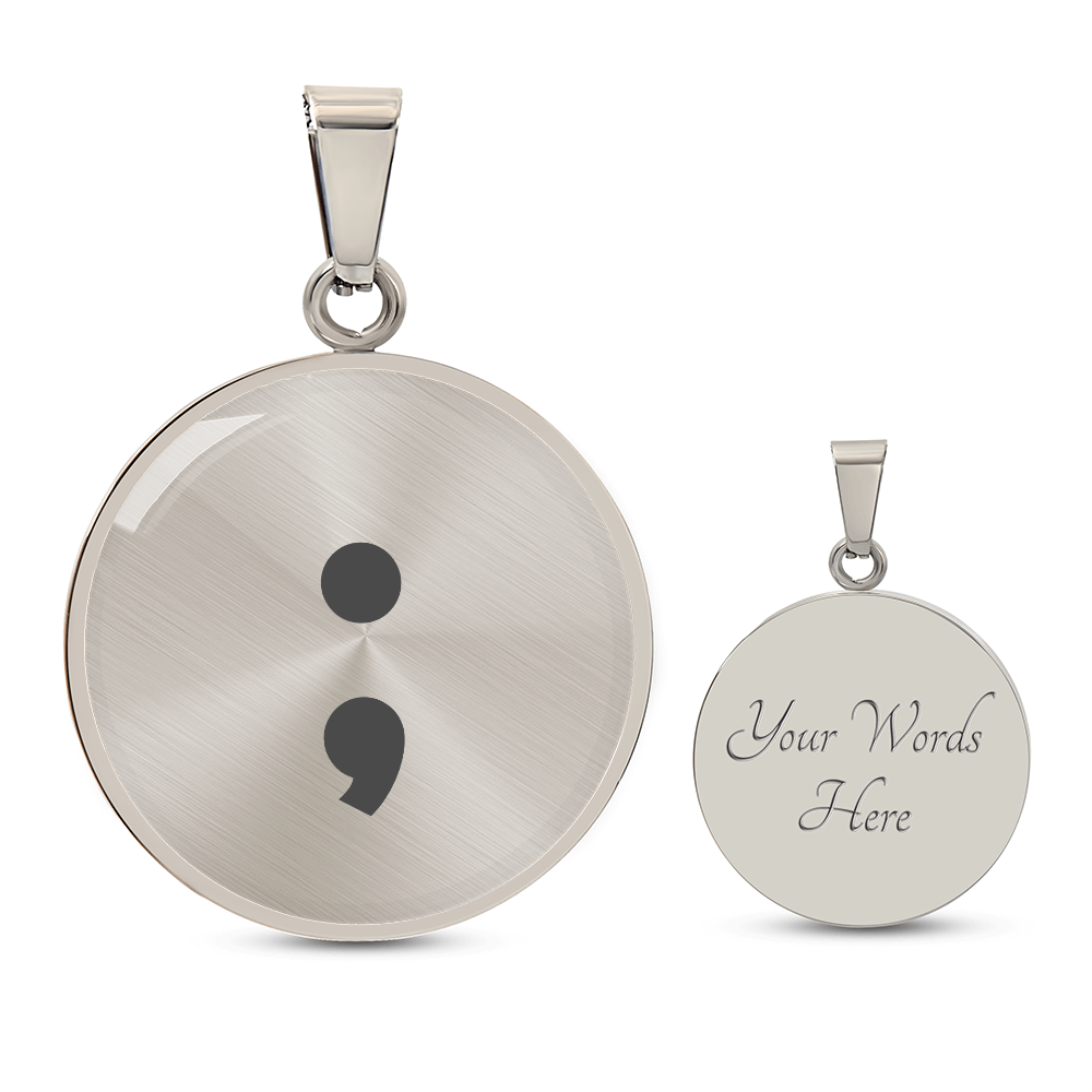 Semicolon Necklace – Inspirational Mental Health Awareness Jewelry | Meaningful Keepsake Gift for Her