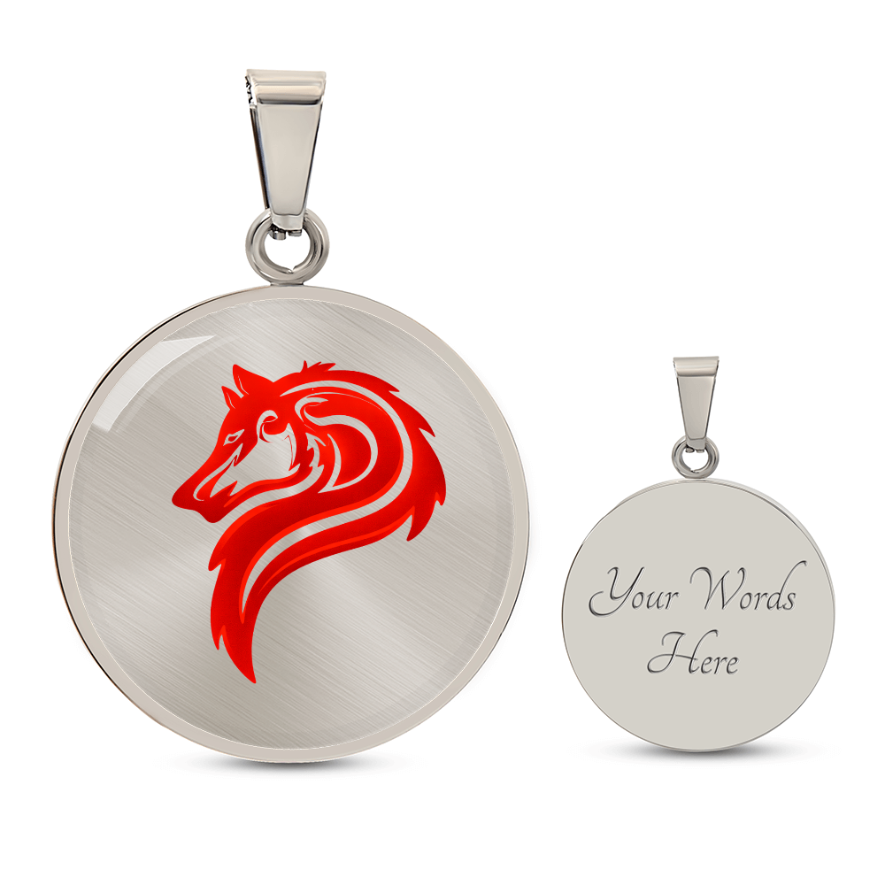 Luxury Circle Graphic Wolf Necklace – Symbol of Strength & Loyalty, Wolf Spirit Pendant, Meaningful Gift Jewelry for Her