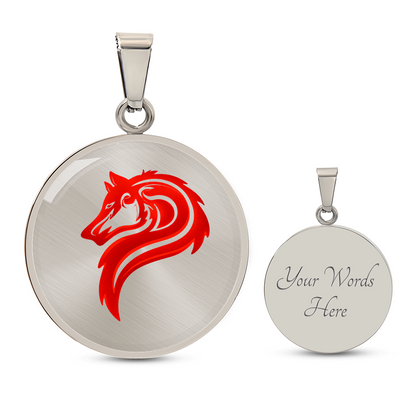 Luxury Circle Graphic Wolf Necklace – Symbol of Strength & Loyalty, Wolf Spirit Pendant, Meaningful Gift Jewelry for Her
