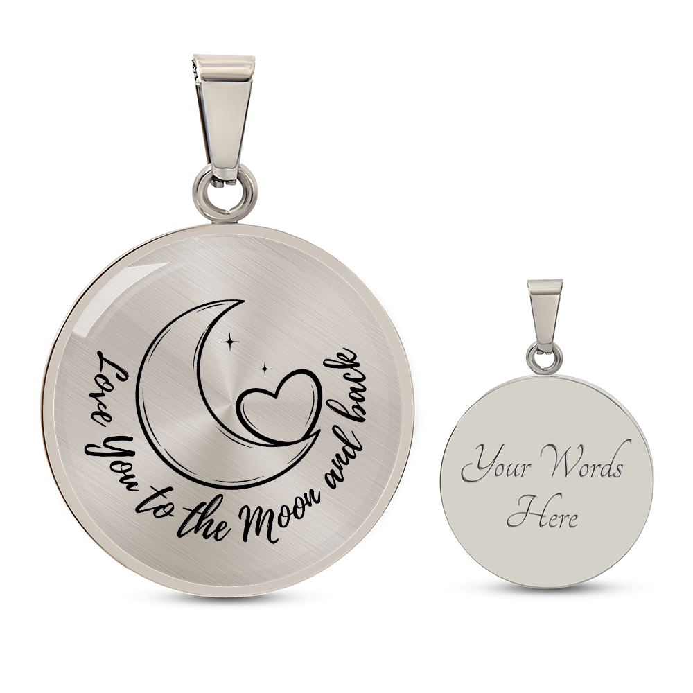Love You to the Moon and Back Necklace – Moon & Heart Pendant Gift for Her, Romantic Anniversary Gift