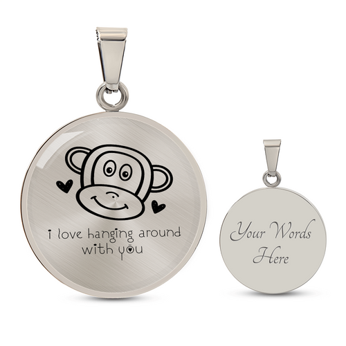 Luxury Circle Graphic Necklace – Cute Monkey Pendant Necklace, Best Friend Jewelry Gift, Friendship Necklace for Her