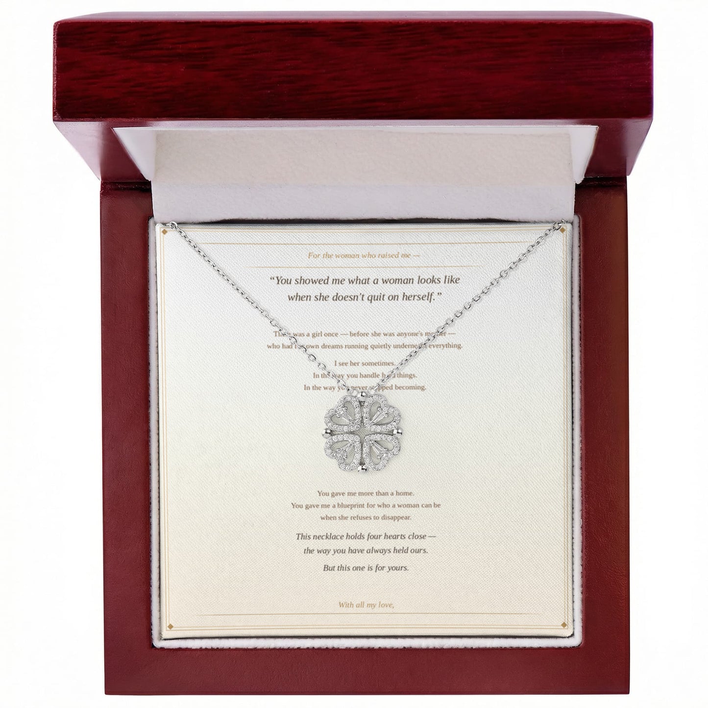 four heart clover necklace for mom from daughter