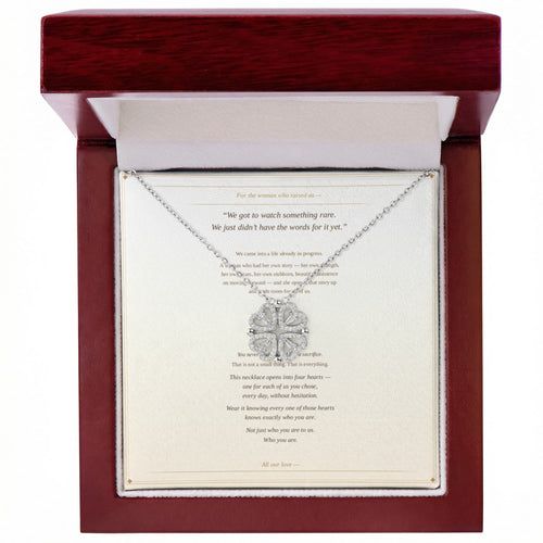 four heart clover necklace gift for mom from children