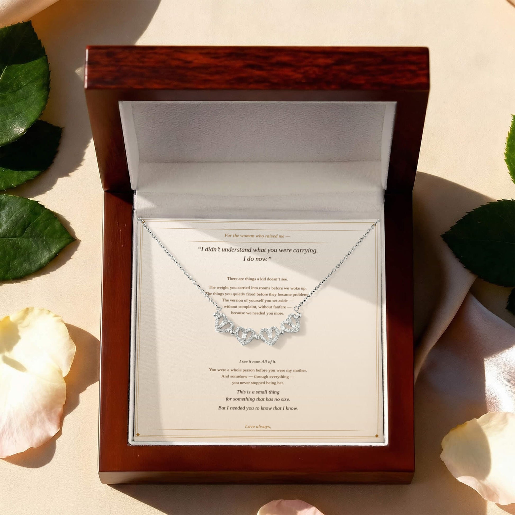 four heart clover necklace for mom from son