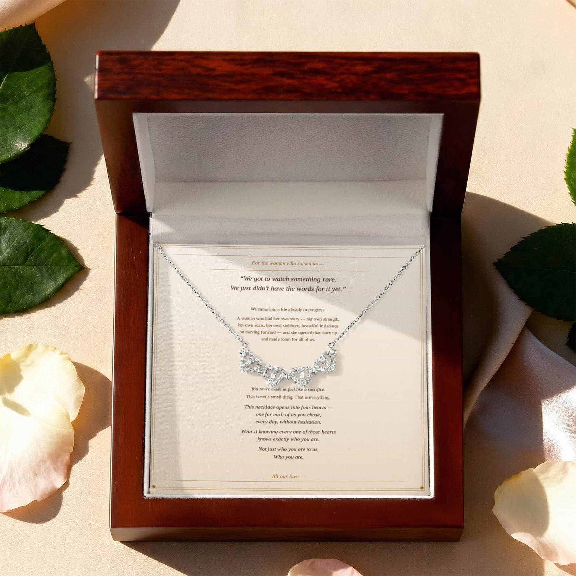 four heart clover necklace gift for mom from children