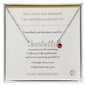 new mom wearing personalized birthstone necklace