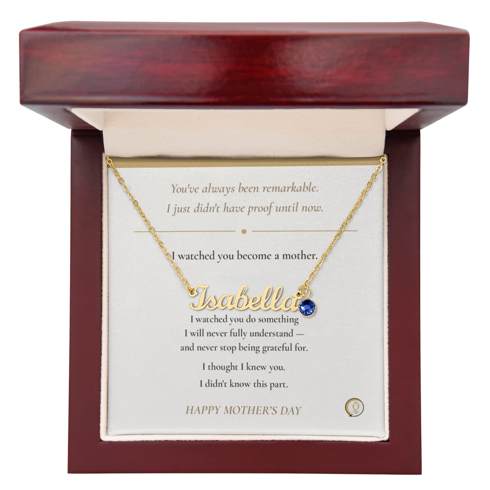 custom cursive name necklace for new mom close up