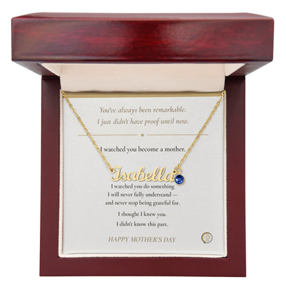custom cursive name necklace for new mom close up