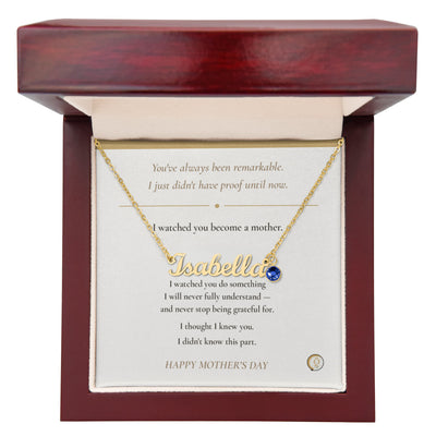 custom cursive name necklace for new mom close up
