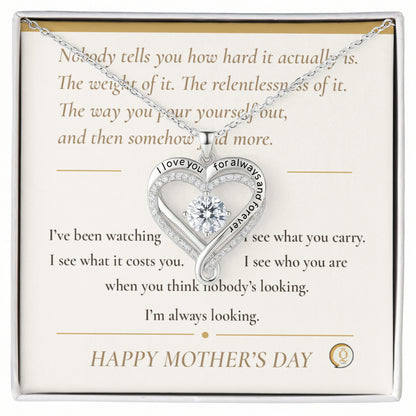 To My Wife — Love Heart Necklace with Message Card — Mother's Day Gift from Husband — I've Been Watching