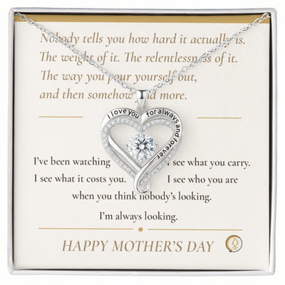 To My Wife — Love Heart Necklace with Message Card — Mother's Day Gift from Husband — I've Been Watching