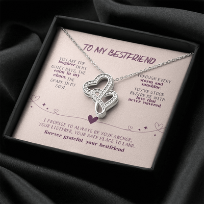 Sparkling cubic zirconia heart necklace displayed on jewelry card