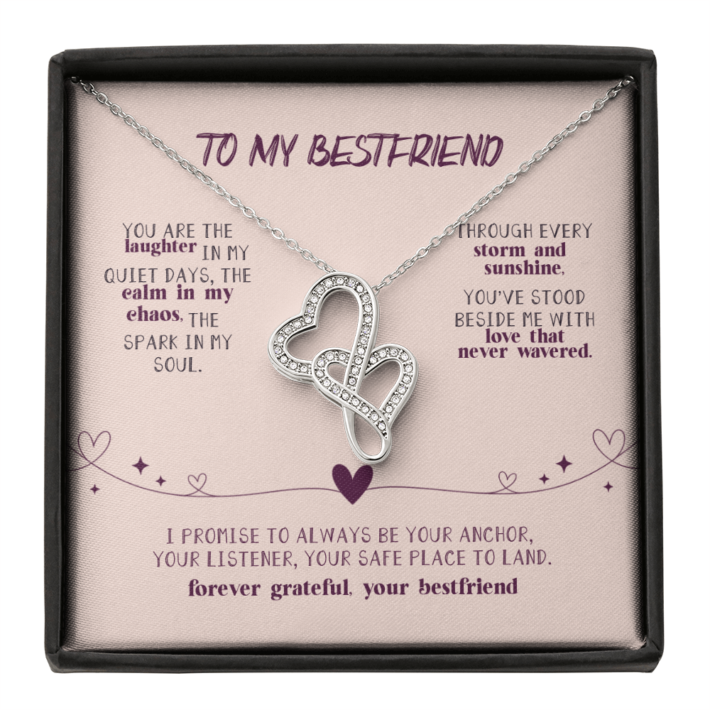 Heart-to-Heart Pendant Necklace with interlocking hearts on gift box