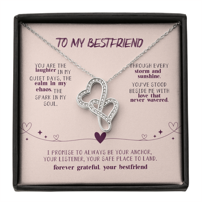 Heart-to-Heart Pendant Necklace with interlocking hearts on gift box