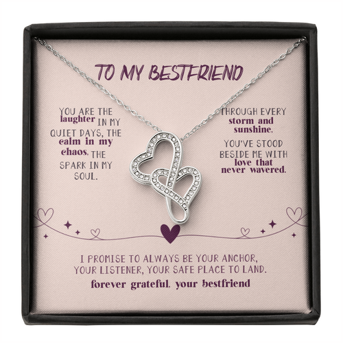 Heart-to-Heart Pendant Necklace with interlocking hearts on gift box