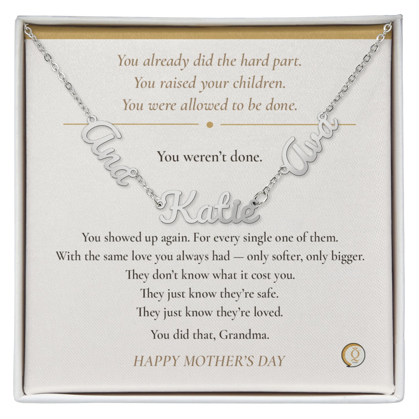 personalized cursive name necklace for grandmother