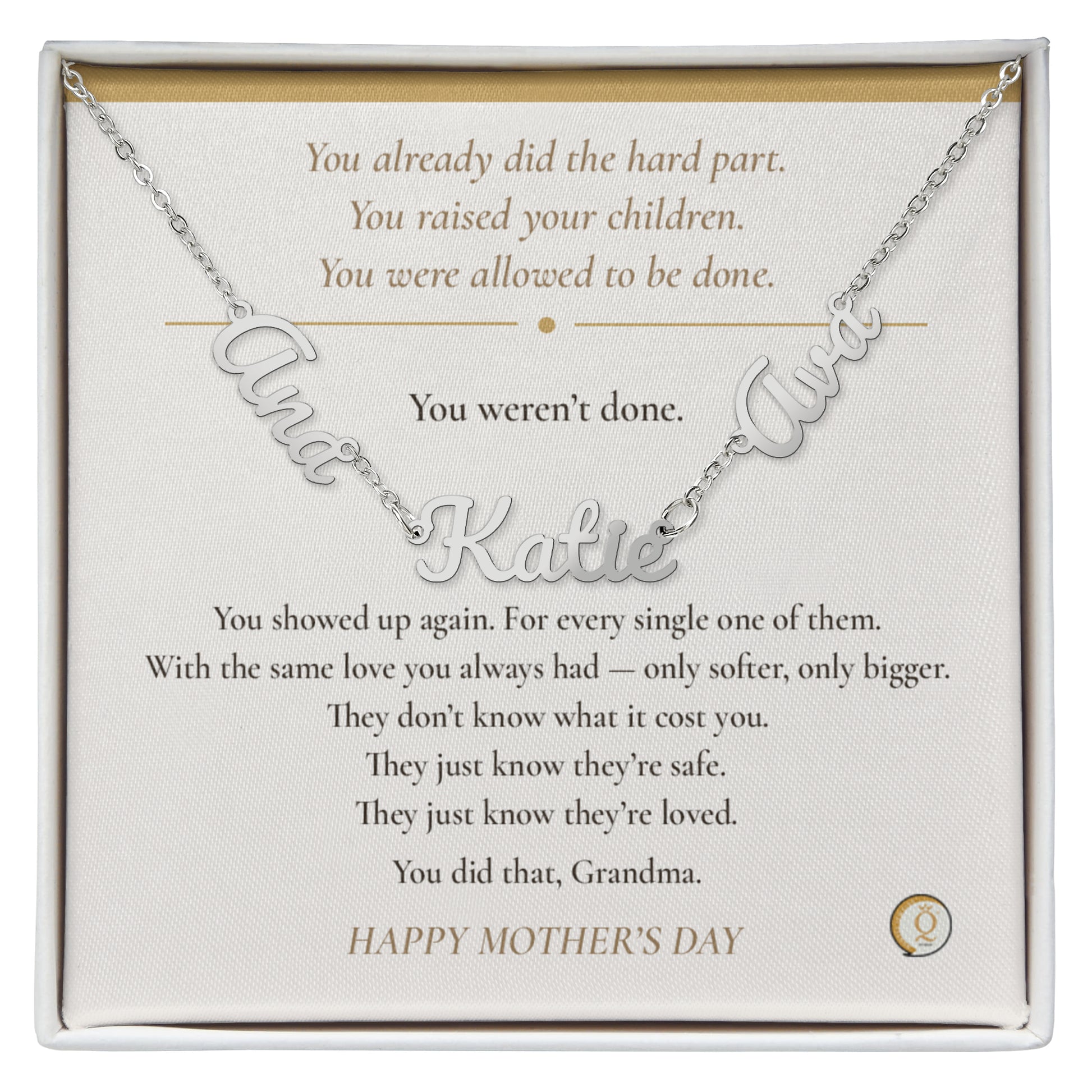 personalized cursive name necklace for grandmother