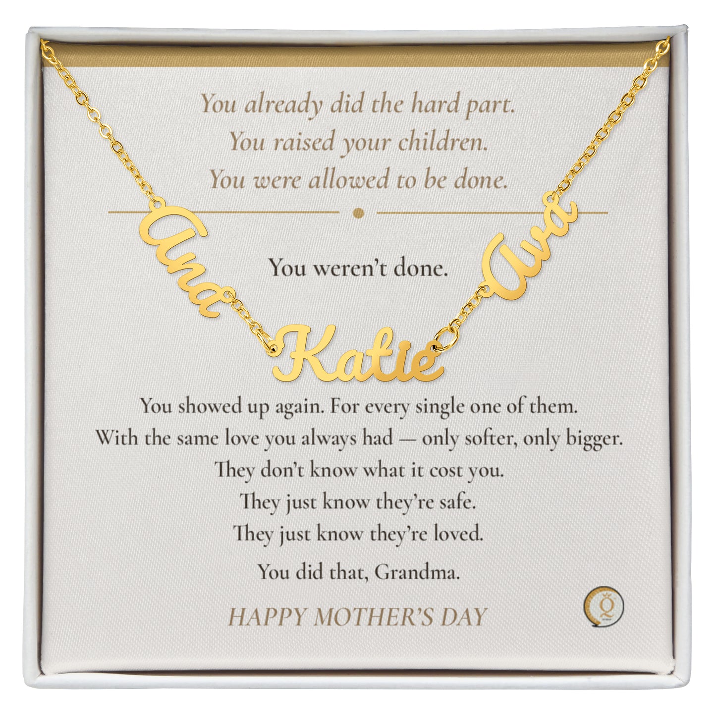 sentimental grandma gift with grandkids names