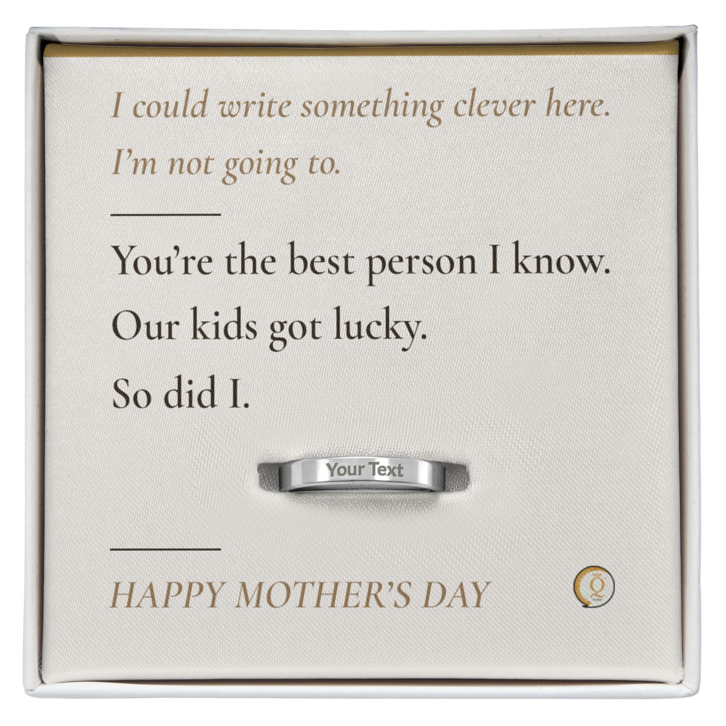 To My Wife — Engraved Ring with Message Card — Mother's Day Gift from Husband — The Best Person I Know