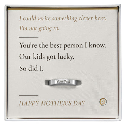 To My Wife — Engraved Ring with Message Card — Mother's Day Gift from Husband — The Best Person I Know