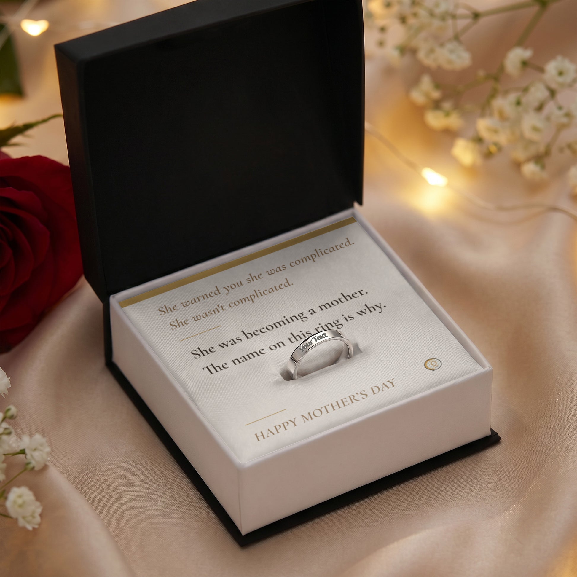 push present ring with custom engraving