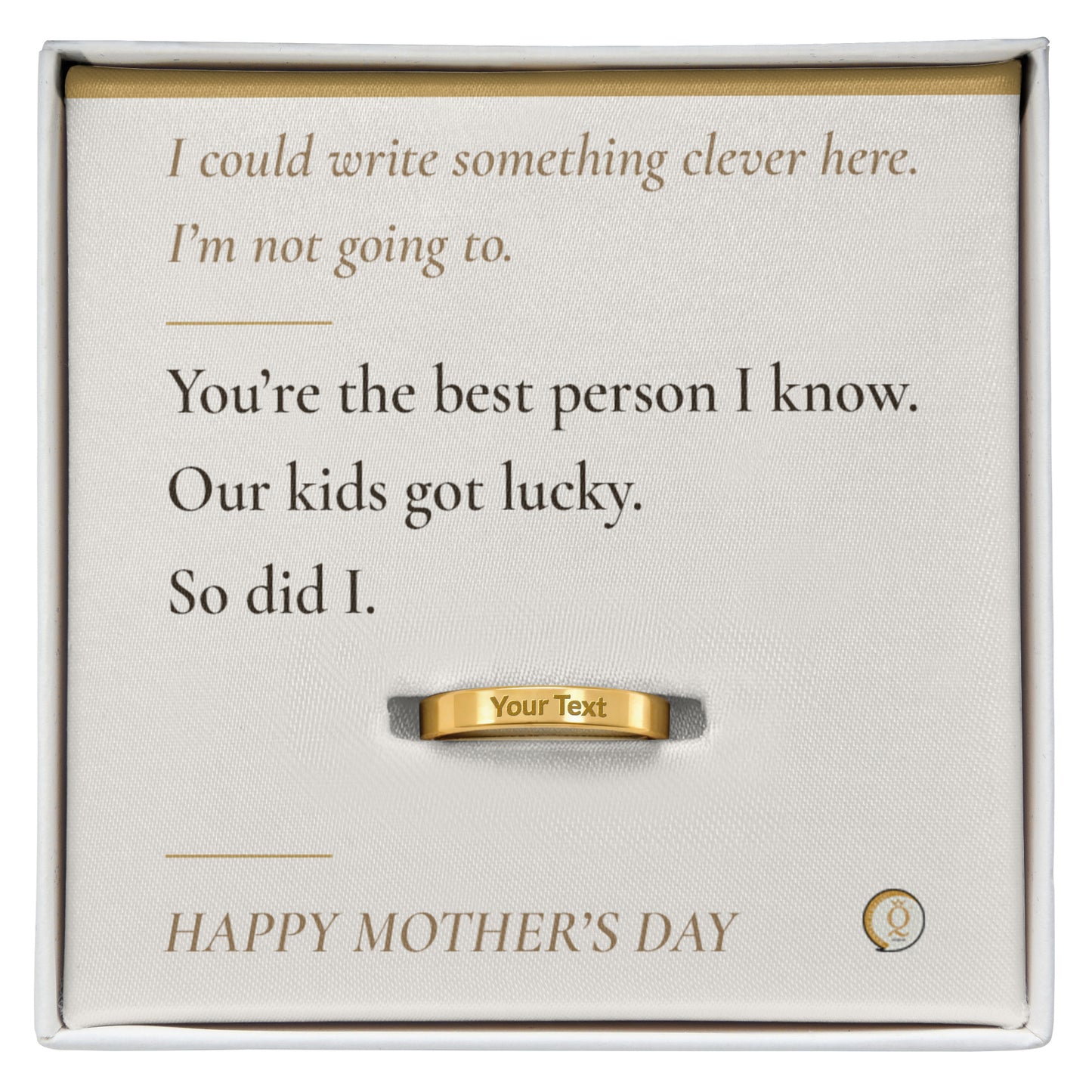 To My Wife — Engraved Ring with Message Card — Mother's Day Gift from Husband — The Best Person I Know