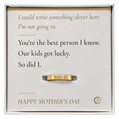To My Wife — Engraved Ring with Message Card — Mother's Day Gift from Husband — The Best Person I Know