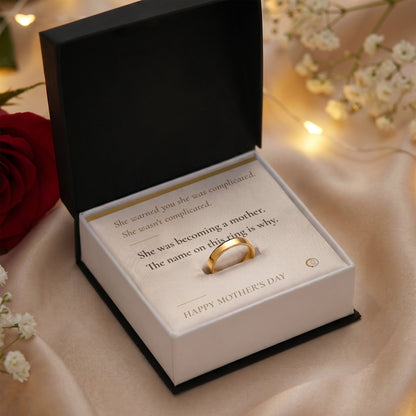 custom motherhood ring in gold finish