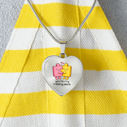 You're the Missing Piece Necklace – Cute Puzzle Couple Heart Pendant, Romantic Valentine's Gift for Her or Him, Love Jewelry Keepsake