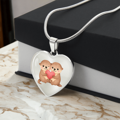 Otter Heart Necklace – Cute Couple Jewelry