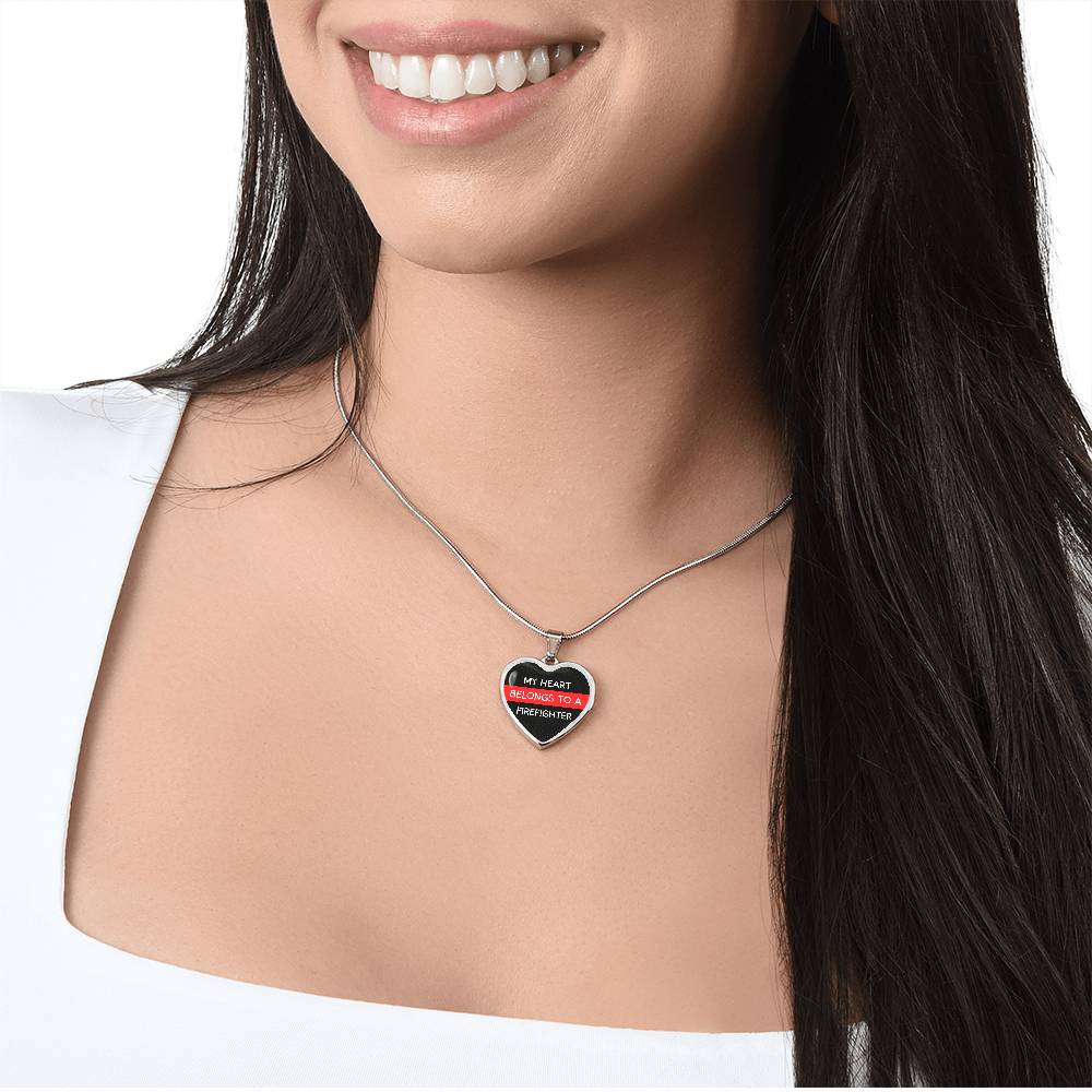 My Heart Belongs to a Firefighter Necklace – Heart-Shaped Pendant for Firefighter's Partner