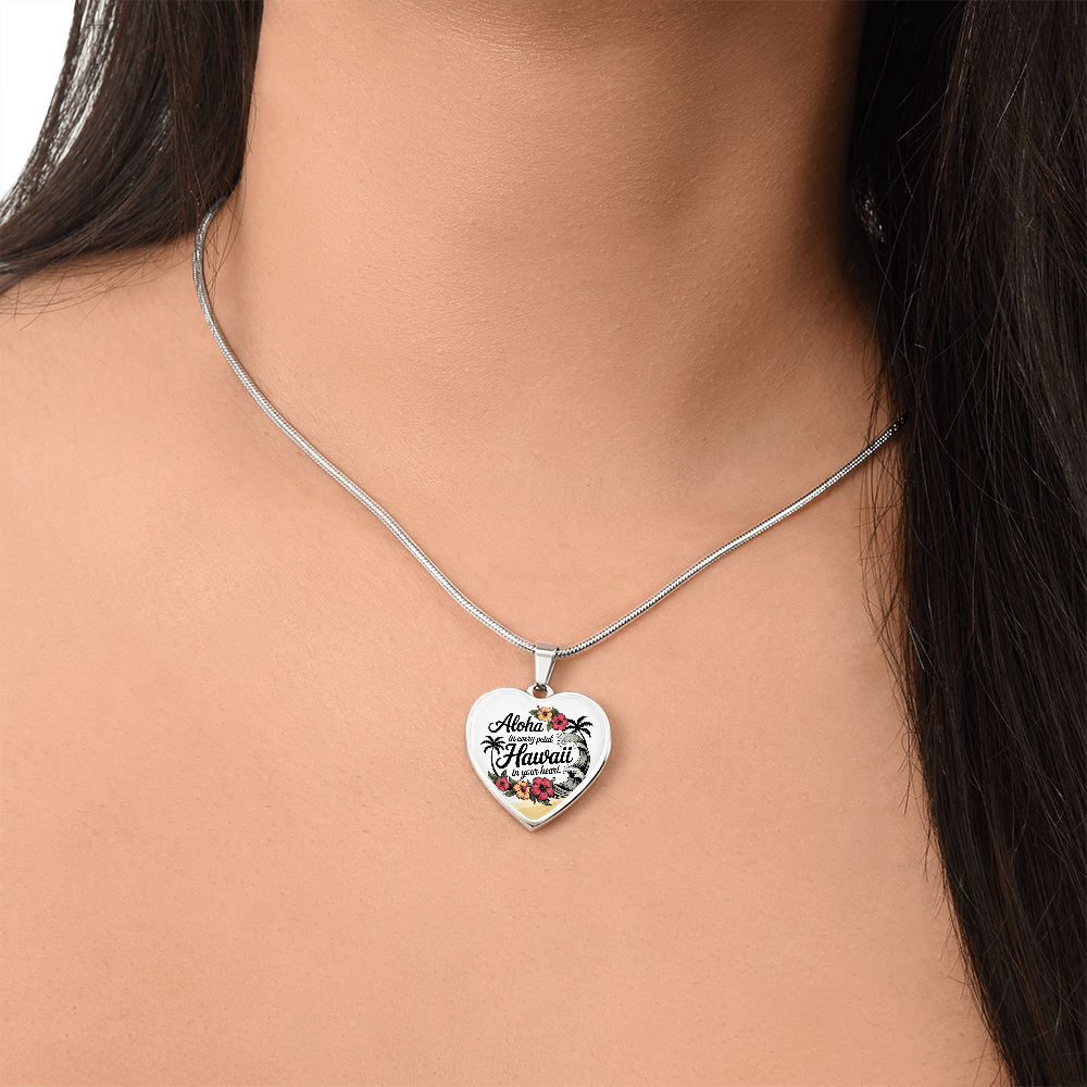 Aloha Hawai‘i Heart Necklace – Tropical Hibiscus & Island-Inspired Pendant