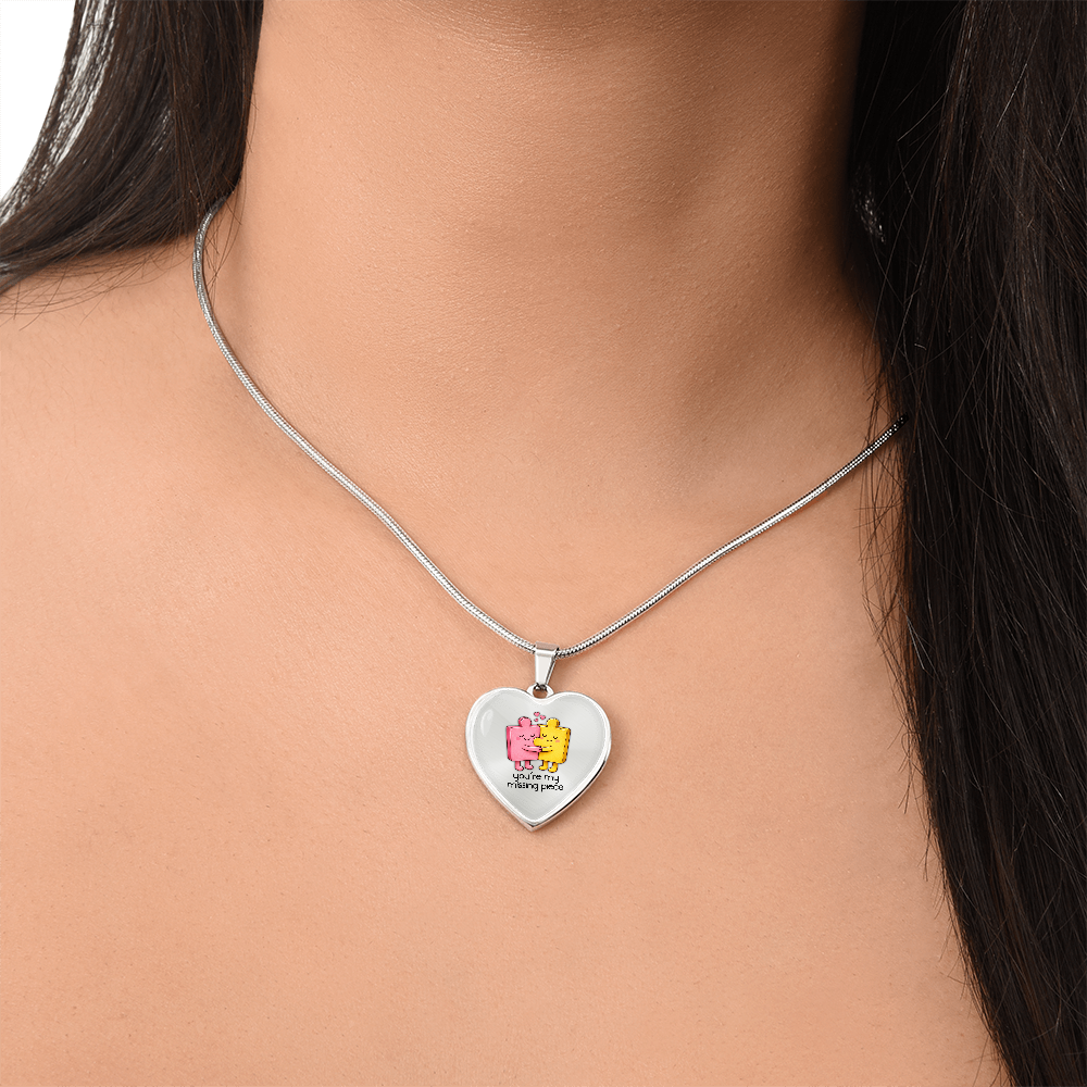 You're the Missing Piece Necklace – Cute Puzzle Couple Heart Pendant, Romantic Valentine's Gift for Her or Him, Love Jewelry Keepsake