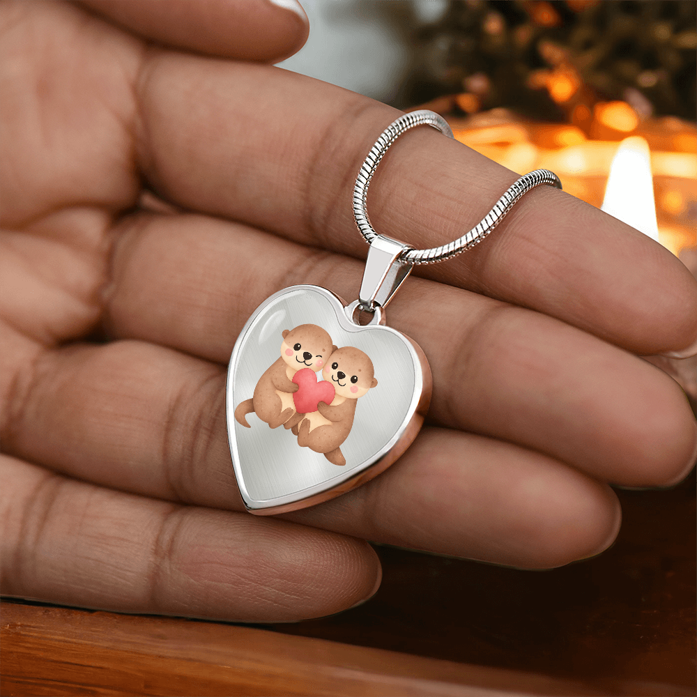 Otter Heart Necklace – Cute Couple Jewelry