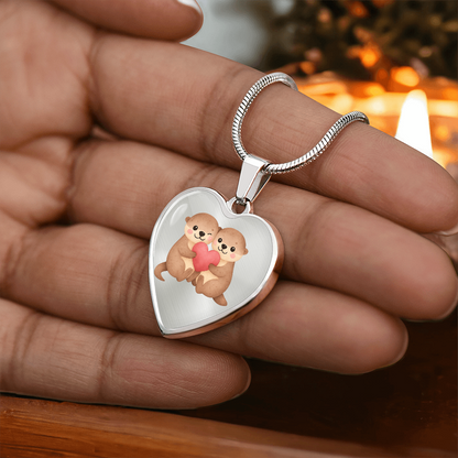 Otter Heart Necklace – Cute Couple Jewelry