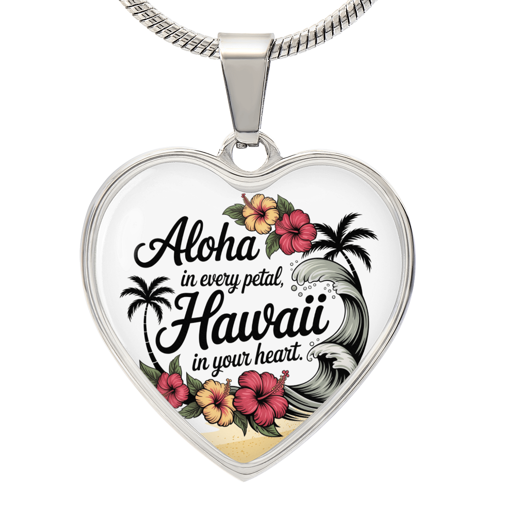 Aloha Hawai‘i Heart Necklace – Tropical Hibiscus & Island-Inspired Pendant