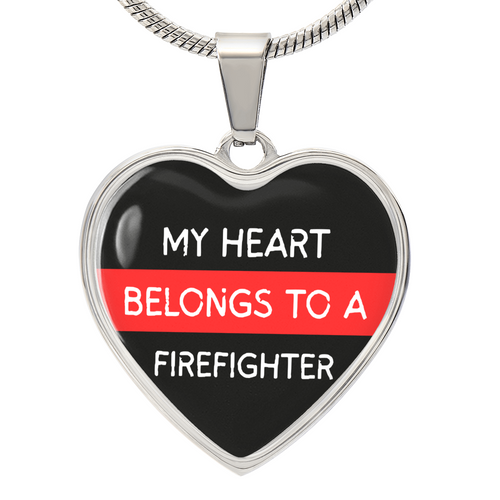 My Heart Belongs to a Firefighter Necklace – Heart-Shaped Pendant for Firefighter's Partner