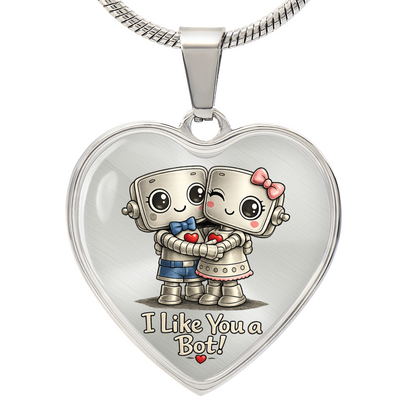 I Like You a Bot! Heart Necklace – Cute Robot Love Pendant for Valentine's Day, Young Love & Playful Moments